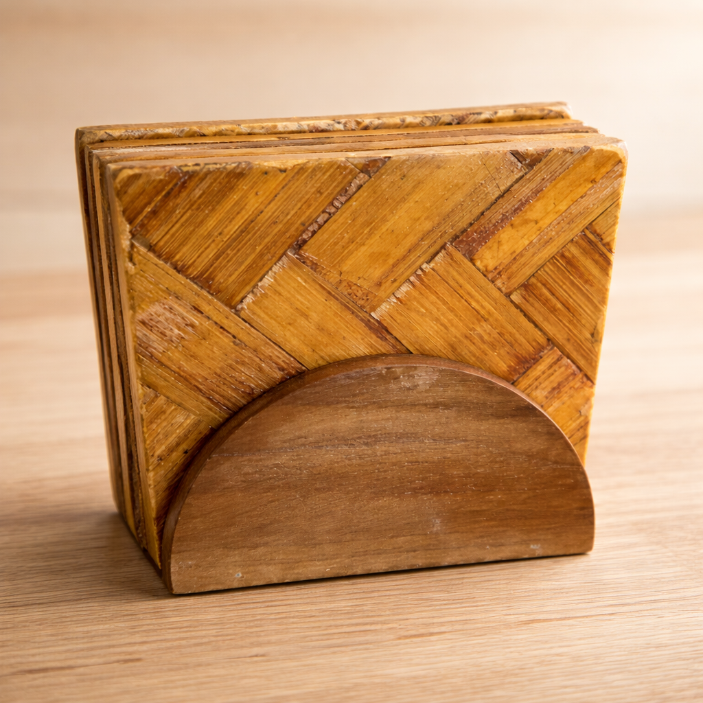 Coconut Wood Tissue Holder Stand